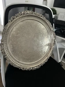 Vintage Baroque Round Platter Serving Tray Wallace N298 Silver Plated 18.5" - Picture 1 of 6