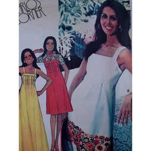 McCall's 5045 B34" 70s Sewing Pattern Empire Waist Sundress w Tucks, Vtg Size 12 - Picture 1 of 8