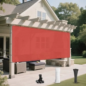 18ft Outdoor Sun Shade Sail Patio Shade Cloth Heavy Duty UV Blockage Cover Red - Picture 1 of 7