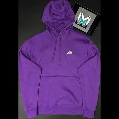 Nike Sportswear Club Fleece Pullover Hoodie Purple Men’s Small BV2654-503 - Image 1 of 4