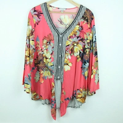 Женская блуза Spense размер XL поповер топ цветочный узор имбирь богемное расслабленный галстук спереди - Изображение 1 из 4