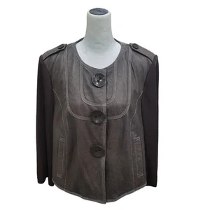 Vintage Nygard Lederjacke Damen klein braun echt Knopfleiste klassisch - Bild 1 von 9