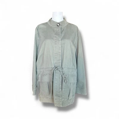 Chaqueta para mujer J.Jill Petite Utility Chore L verde oliva con cinturón bolsillos de carga Foto 1 de 4
