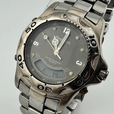 Reloj Digital Analógico Armitron 20/1427 Hombre Plateado Bisel Giratorio Batería Nueva 7.25" Foto 1 de 4