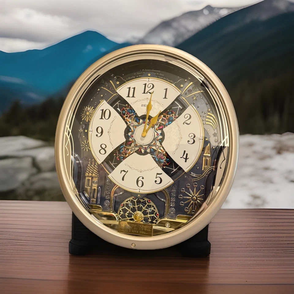 Seiko Starry Night Melodies In Motion Oval Wall Clock Color Lights Music - Image 1 of 4