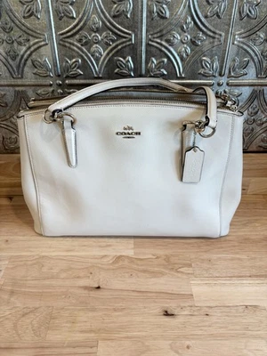 Coach Large Leather Shoulder Bag White Purse Handbag - Image 1 of 4