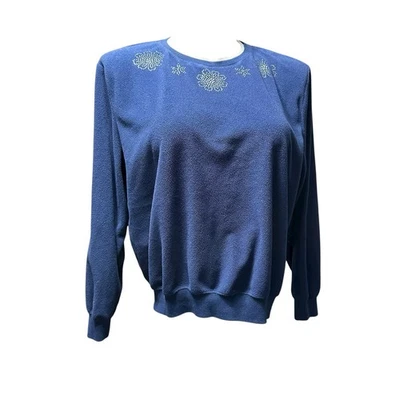 Camisa cómoda pulóver de manga larga azul Top grande Alfred Dunner para mujer Foto 1 de 4