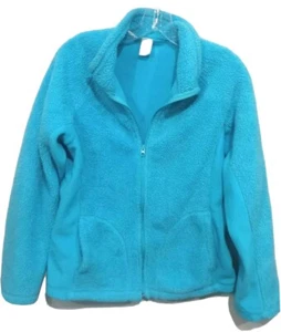 FULL ZIP FLEECE M Aqua Blue Sweatshirt top medium 8/10 - Picture 1 of 4