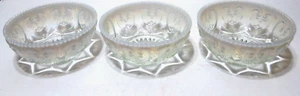 Antique Opalescent Glass Bowls Dishes SET OF 3 Dugan Northwood White Opalescent - Picture 1 of 5