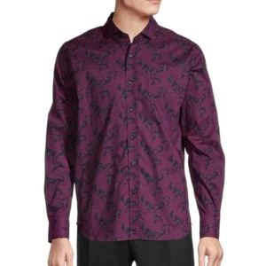 Robert Graham Men's Mantina Paisley Print LS Button Shirt Tailored Fit Burgundy - Picture 1 of 3