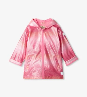 NUEVO CON ETIQUETAS Talla 2 HATLEY Chaqueta de Lluvia Rosa Brillante a Rayas Abrigo de Lluvia Foto 1 de 4
