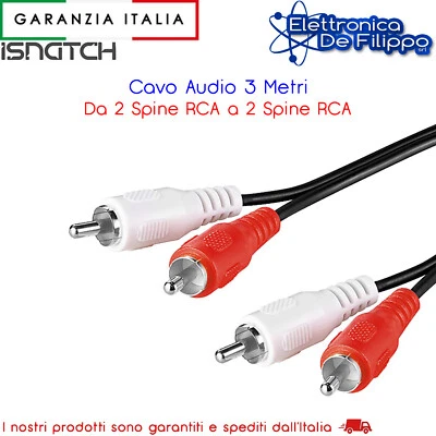 GBC Cavo Audio 3 Metri Da 2 Spine RCA a 2 Spine RCA
