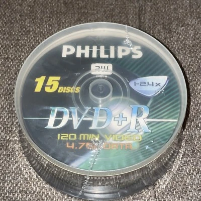 Philips DVDR1S04/711 4.7GB 120-Minute 2.4x DVD+Rs (15 ct., Cake Box Spindle) NEW - Image 1 of 3