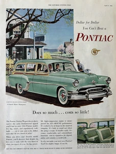 1954 Pontiac Automobile Deluxe Station Wagon General Motors Vintage Print Ad - Picture 1 of 1