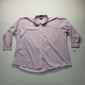 Damon Pink Checkered Button Up Shirt Long Sleeve Ultra Poplin Adult Men 22 36-37 - Picture 1 of 8