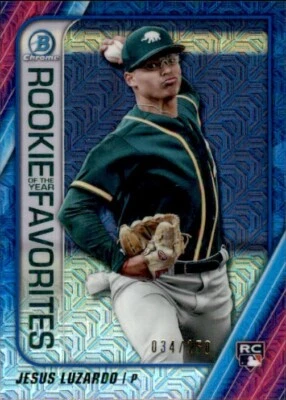 Jesus Luzardo 2020 Bowman Chrome ROY Favorites Blue Mojo Refractor #ROYF-JL /150 - Image 1 of 2