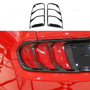 Carbon Fiber Rear Tail Light Lamp Cover Trim 2PCS Fit For Ford Mustang 2018-2021 - Foto 1 di 6