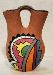 Jarrón de boda vintage de cerámica de arcilla de Jemez nativo americano pintura 6" de alto - Imagen 1 de 10