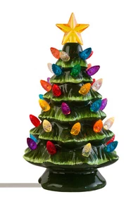 Small Vintage Ceramic Christmas Tree with Multi-Color Lights and Cord | 6.5" - Picture 1 of 4