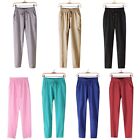 Fashion Women Leisure Strappy Pants Elastic Waist Bright Color Spring
