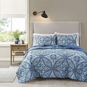 Comfort Spaces Reversible Quilt Set-Vermicelli Stitching Design All Season, Ligh