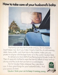 Anuncio impreso Quaker State Motor Oil 1971 10,5x13 cuidar a los maridos bebé - Imagen 1 de 1