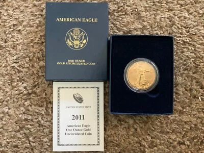 2011 c $50 GOLD EAGLE 25º ANIVERSÁRIO COM CERTIFICADO DE AUTENTICIDADE E CAIXA OURO SUBINDO - Imagem 1 de 4