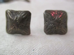 Vintage Old Pawn Sterling Pierced square molded Earrings - Picture 1 of 3
