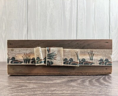 Shabby Chic Country Wood Basket Box Finished With Duck Mallard 9.25" 7.75" - Image 1 of 4