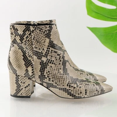 Marc Fisher Womens Jellys Boots Size 6.5 Gray Black Snakeskin Block Heel Pointed - Image 1 of 4