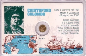 MONETA ORO 8K COMMEMORATIVA CRISTOFORO COLOMBO - Foto 1 di 11
