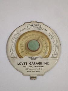 TRADE WINDS THERMOMETER-HUMIDITY GUIDE "LOVE'S GARAGE INC" - Picture 1 of 7