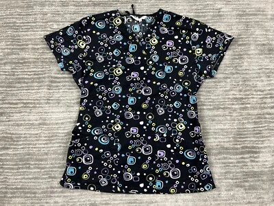 I Heart Scrubs Top Womens Extra Small Multicolor Short Sleeve 100% Cotton - Image 1 of 4