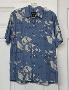 Eddie Bauer Hemd Tropical Nautical Print Relaxed Fit blau Knopfleiste Gr. M - Bild 1 von 5