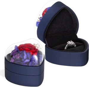 Engagement Ring Box for Proposal Promise, Eternal Flowers Rose box, Blue  - Picture 1 of 7