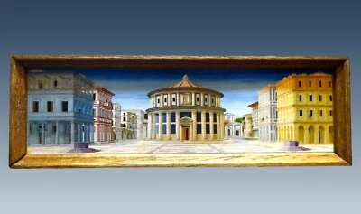 DOLLHOUSE The ideal city Piero Della Francesca PAINTING 1:12 Miniature Handmade - Immagine 1 di 4