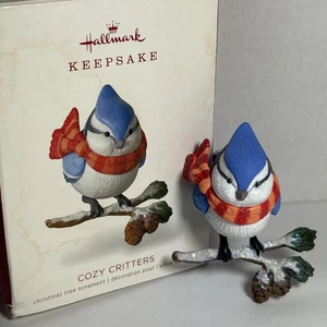 2018 Hallmark Keepsake Cozy Critters Blue Jay Ornament 2nd in Series Christmas  - Picture 1 of 4