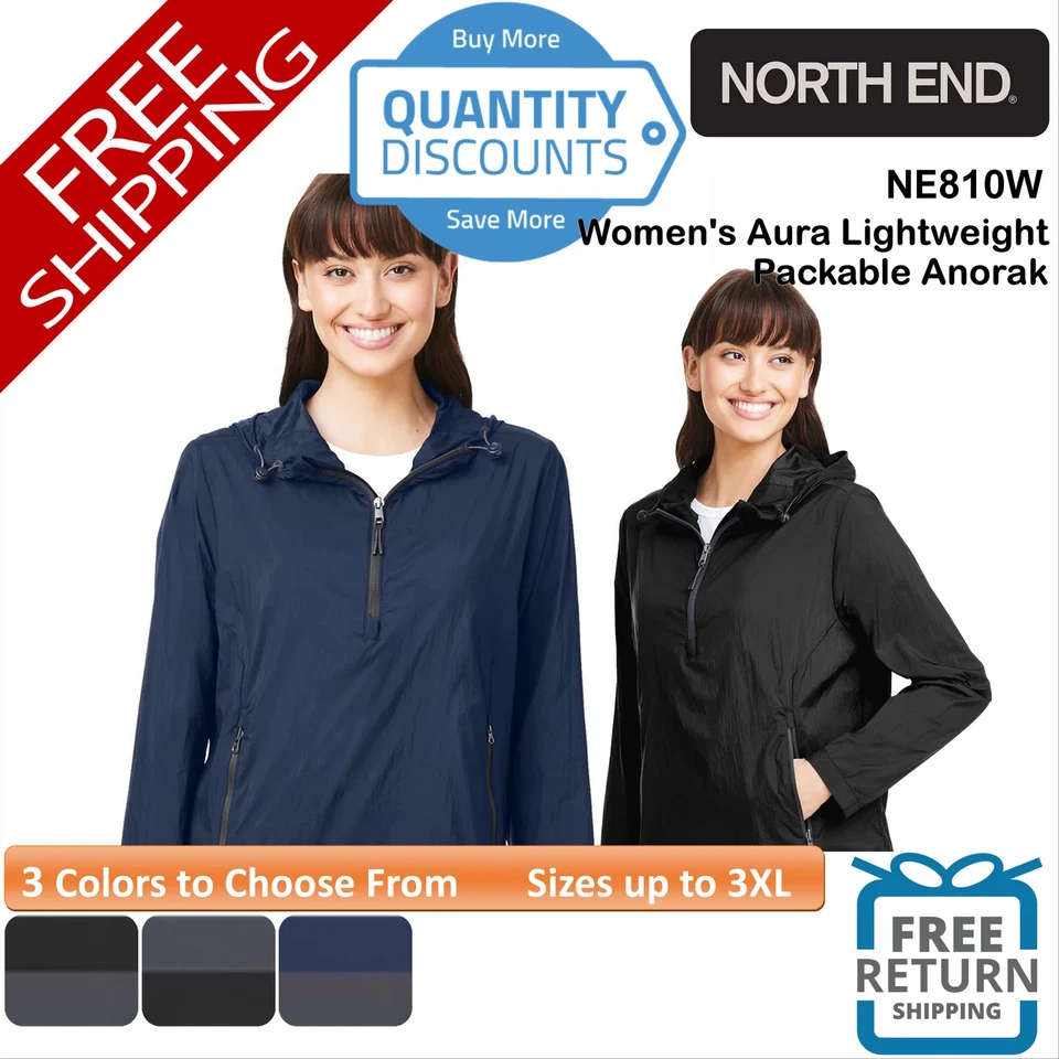 🔥 North End Women Aura Lightweight Packable Anorak pockets Up To 3XL NE810W - Image 1 of 1