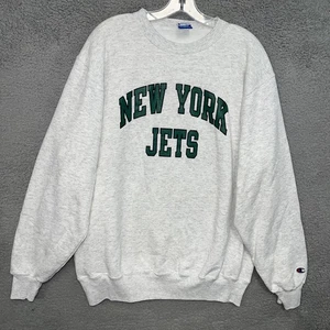 VTG Champion New York Jets Sweatshirt Men's XL Heather Gray Sweater Made in USA - Picture 1 of 10