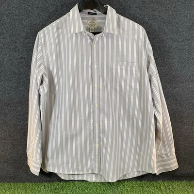 VTG St. John's Bay Oxford Shirt Men's XXL Striped Light Brown Long Sleeve Button - Image 1 of 4