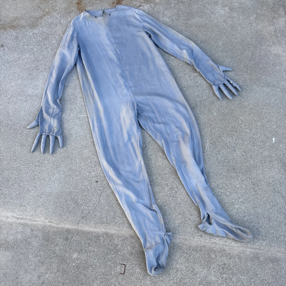 Antique 1920s Grey Jumpsuit With Molded Hands Alien  Halloween Costume  Vintage - Image 1 of 4