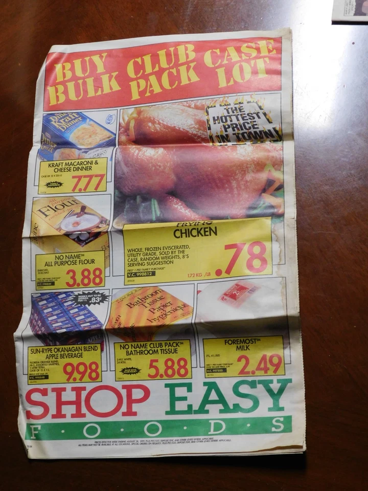 Vintage Shop Easy Foods Canada flyer advertisement - August 28, 1999 - Image 1 of 1