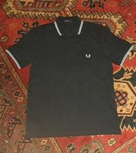Fred Perry Polo Slim T-shirt Short Sleeve Blue Men Size L New - Picture 1 of 3
