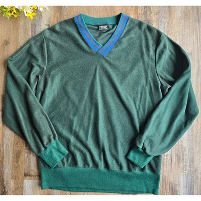 Suéter Pullover Vintage JCPenney Cuello en V Años 70/80 Para Hombres M Verde Retro Atlético Foto 1 de 4