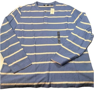 NWT Lands' End Shirt Mens Size XL Blue Long Sleeve Henley Super T - Picture 1 of 6