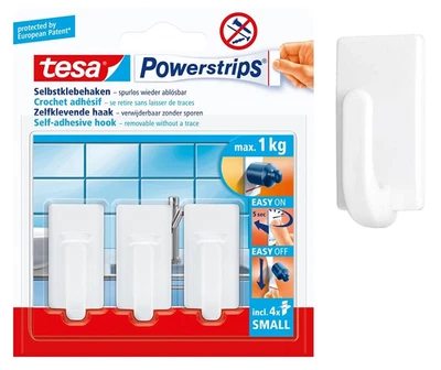 Tesa ® Selbstklebehaken Powerstrips ® 3er weiss 1kg ablösbar Klebehaken 57530 - Bild 1 von 2