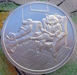 2 oz. 2023 THERAPIST - Cat Themed Series & dog  Thick BU rounds .999 fine silver - Picture 1 of 5