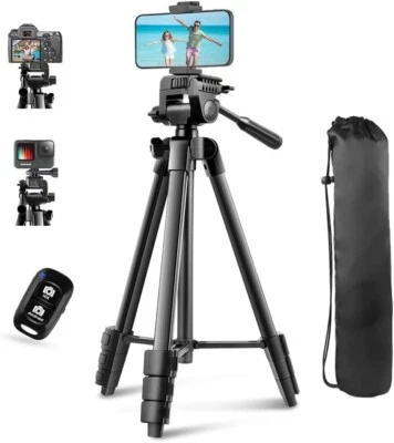 54'' Camera Phone Tripod Stand w Remote Compatible iPhone 15/14/13/12/11 Android - Image 1 of 4