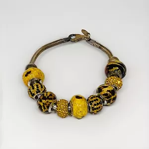 Zable Bracelet 925 Italy Murano Art Glass Charms Beads Colorful Sterling Silver - Picture 1 of 5