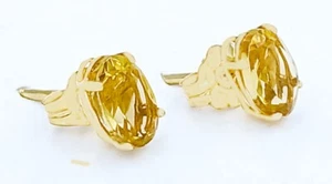 GENUINE 1.64 Ct YELLOW TOPAZ STUD EARRINGS 14k SOLID YELLOW GOLD -Free Appraisal - Picture 1 of 6